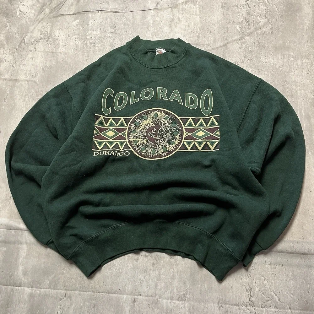 Vintage 90'S Fruit Of The Loom Colorado Green Made In U.S Durango Size Xl Mens - Picture 1 of 9